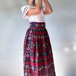 Vintage 80's Oscar de LA Renta  Boho Chic Skirt Full Skirt